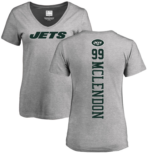 New York Jets Ash Women Steve McLendon Backer NFL Football #99 T Shirt